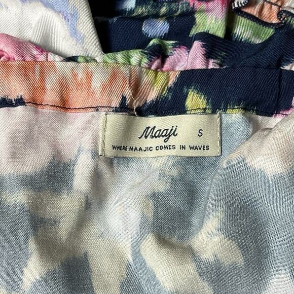 NWT Maaji Midnight Garden Blue Mini Dress Swimsuit Cover Up Tassels Floral Small - Picture 4 of 9